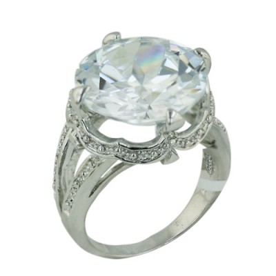Brass Ring 15Mm Round Clear Cz Crown Setting