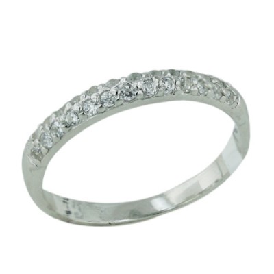 Brass Ring Half of Band with 2 Row Clear Cubic Zirconia - 8