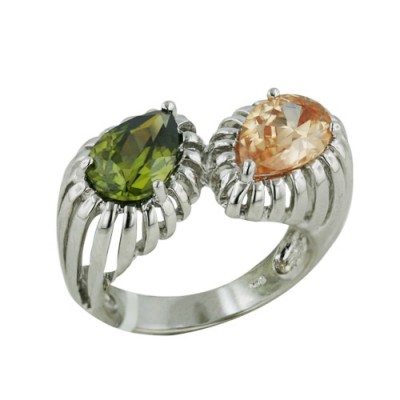 Brass Ring Champagne+Olivine Teardrop on Strip Bypass - 8