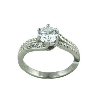 Brass Ring 7mm Clear Cubic Zirconia Rope and Clear Cubic Zirconia on Band - 8
