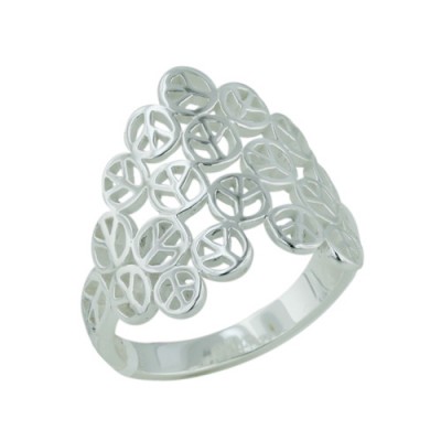 Brass Ring Open Peace Signs Form Heart - 8