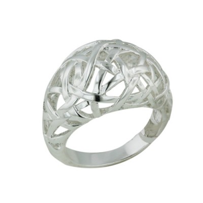 Brass Ring Puffy Lines Intertwine - 8
