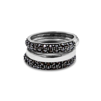 Marcasite Ring 3Pc Stack Band