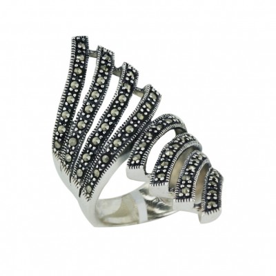 Marcasite Ring Pave Marcasite Oppositive 4 Row