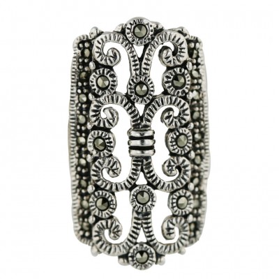 Marcasite Ring Open Filigree Art Deco