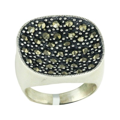 Marcasite Ring 22X21mm Cushion Pushed Down - 8