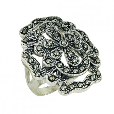 Marcasite Ring Open Pave Marcasite Flower