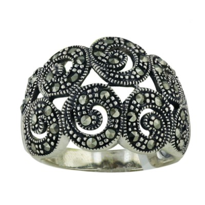 Marcasite Ring Marcasite Puffy Curl Pattern