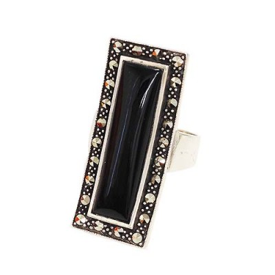 MS Ring 7.5X27Mm Oynx Rectangle Dome Center Marcas