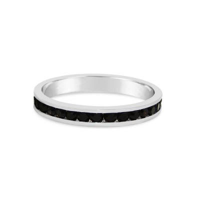 Sterling Silver Ring Eternity Round Cut Dark Garnet Crytl