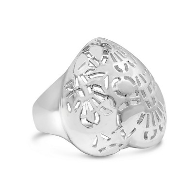 Sterling Silver Ring 25X23mm Plain Silver Open Butterfly Heart-