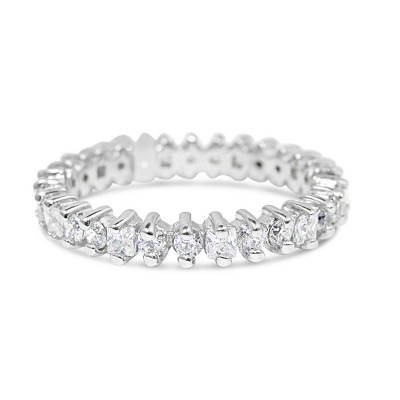 Sterling Silver Ring Clear Cubic Zirconia Eternity Band