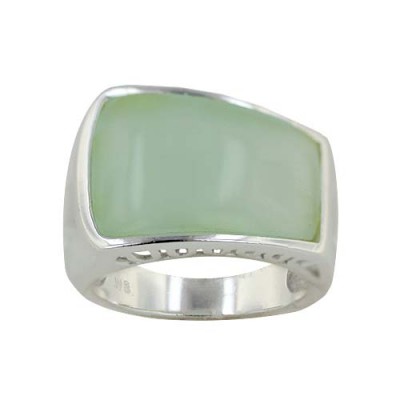 Sterling Silver Ring Green Jade Bridge--E-coated