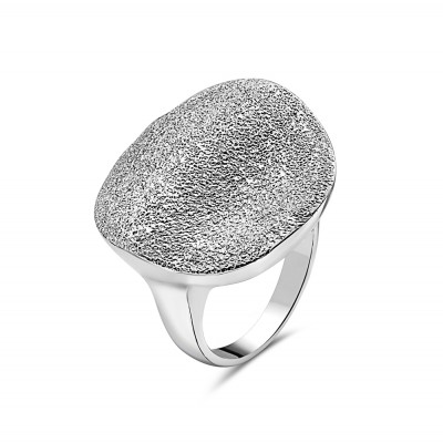 Sterling Silver Ring 23mm Round Dusted Slope--Rhodium Plating/Nickle Free--