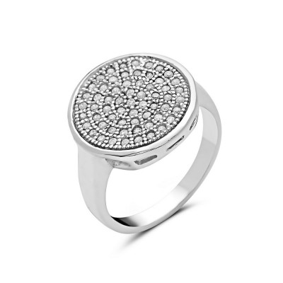 Sterling Silver Ring Micropave Round (W=15mm)
