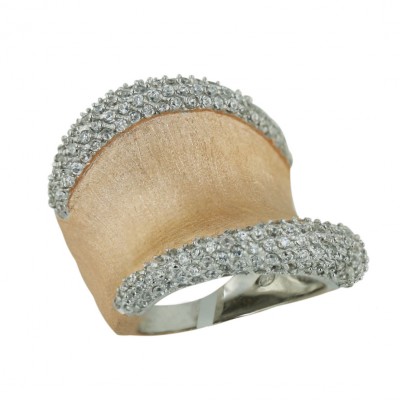 Sterling Silver Ring L=25mm Satin Finish Rosegold Plating Aside