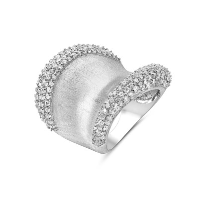 Sterling Silver Ring L=25mm Satin Finish Rhodium Plating Plating Aside Conca