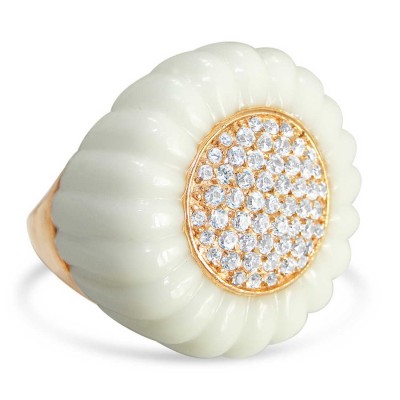 Sterling Silver Ring 27X27mm Synthetic White Clear Cubic Zirconia Round Bezel