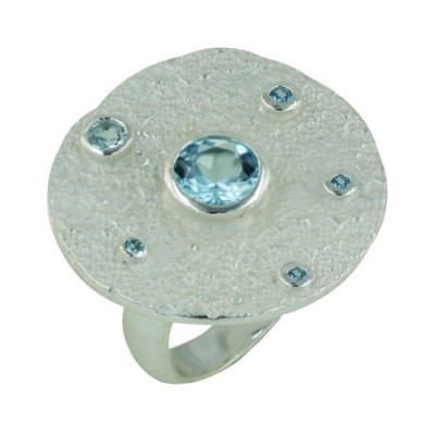 Sterling Silver Ring 28X28mm Round with 7mm+3.5mm+2mm+2mm+1.5mm Bl