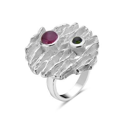 Between the Ridges Disc Tourmaline Ring