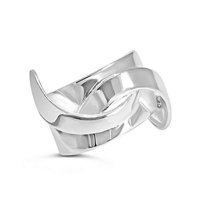 Sterling Silver Ring Wide Band with Double Spiral-E-Coat-