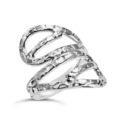 Sterling Silver Ring Duel Oval Sign Hammer Finishing Oppositive E-C
