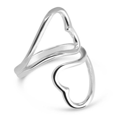 Sterling Silver Ring Heart To Heart Plain
