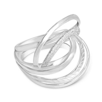 Sterling Silver Ring Plain Silver/Diamond Dust/Hammered Strands