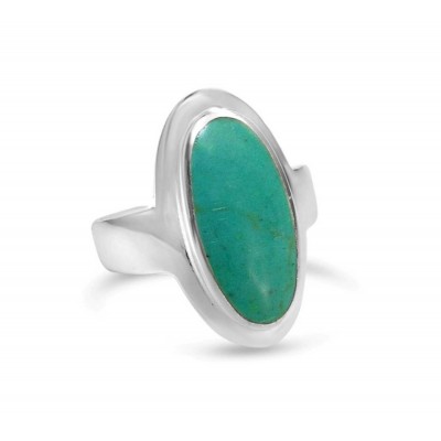 Sterling Silver Ring 7X17Mm Reconstituent Turquoise Elongated