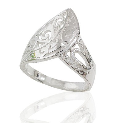 Sterling Silver Ring Plain Heart "Y" Shape Band