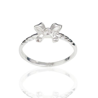 Sterling Silver Ring Plain Bow on Rope Band