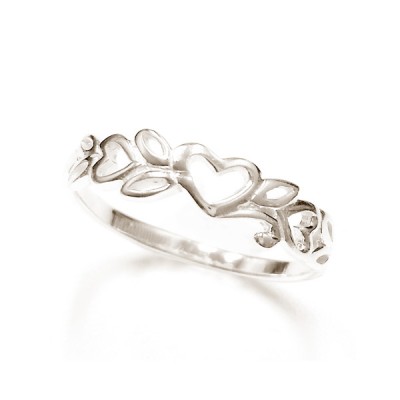 Sterling Silver Ring Plain Heart Links
