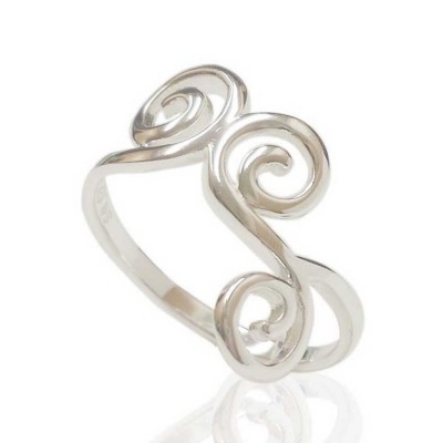 Sterling Silver Ring Plain Three Swirls