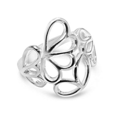 Sterling Silver Ring Plain Open Flower Petals