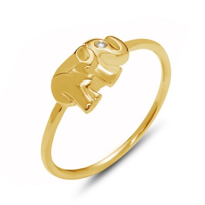 STERLING SILVER RING PLAIN ELEPHANT GOLD PLATING