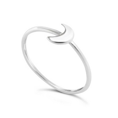 STERLING SILVER RING PLAIN CRESCENT MOON LIGHT WEIGHT