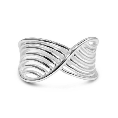 STERLING SILVER RING PLAIN CRISS-CROSS MULTILINES