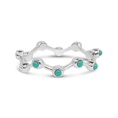 STERLING SILVER RING ZIG-ZAG RECONTRUCTED TRUQUOISE