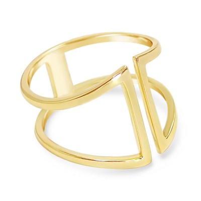 Sterling Silver Ring Open Line -Gold Plate 