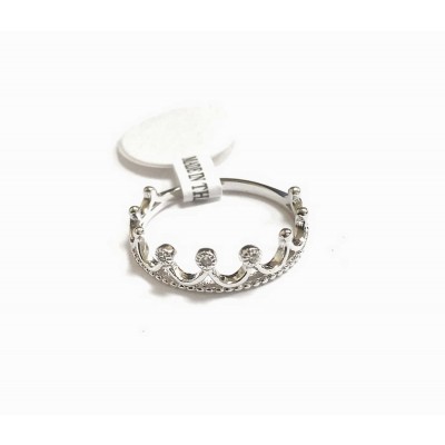 Sterling Silver Ring 9 Jewels Crown 3 Clear Cubic Zirconia 