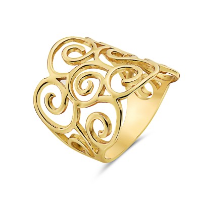 Sterling Silver RING MULTI- WAVY CLOUDS GOLD PLATE