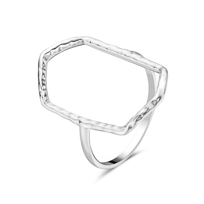 Sterling Silver RING HEXGONAL HAMMER LINE
