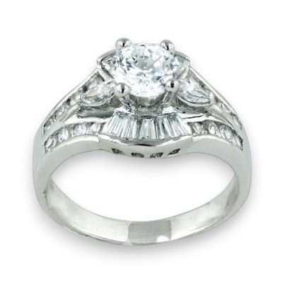 Brass Ring 6mm Clear Cubic Zirconia Solitaire with Clear Cubic Zirconia Ba