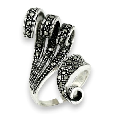 Marcasite Ring 4 Swirls of Marcasite