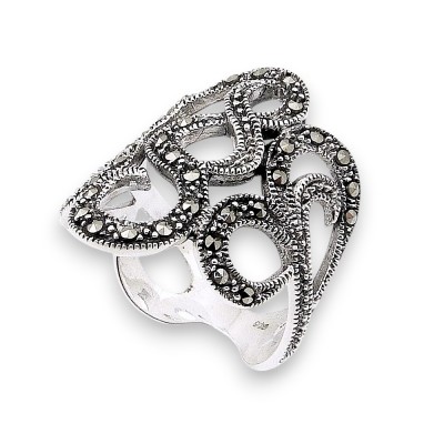 Marcasite Ring Marcasite Pave Swirl Lines