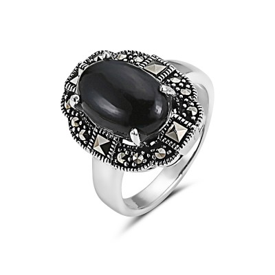 MS RING OVAL BLACK ONYX SQUARE CUT MS