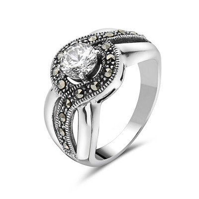 MS RING CENTER 5 MM CZ TRIPLE LINE SIDE