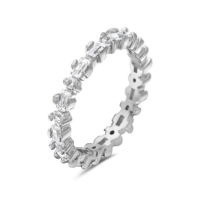 Sterling Silver Ring Clear Cubic Zirconia Band
