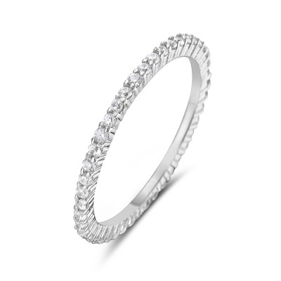 Sterling Silver Ring Clear Cubic Zirconia Eternity Band