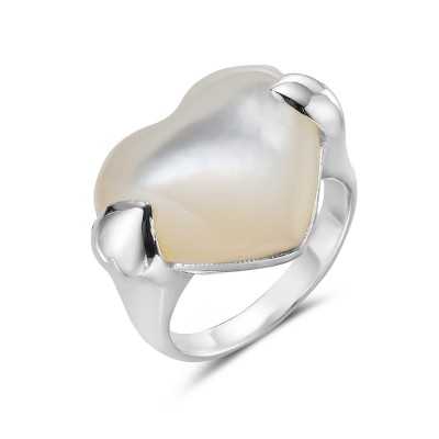 Heart Locked Mother of Pearl Ring